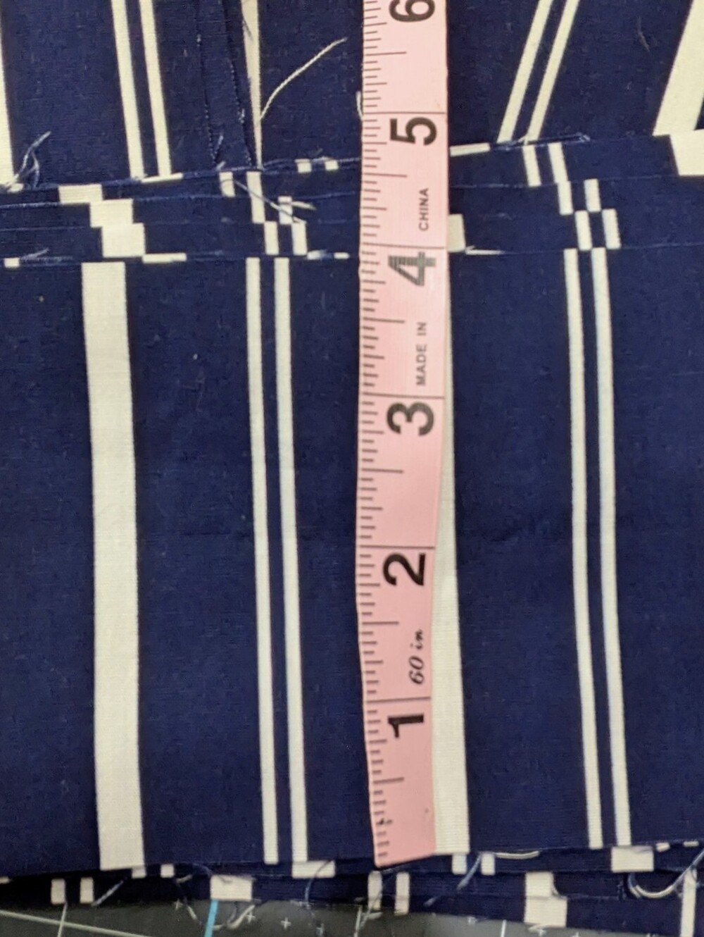 Navy & White Stripe Cotton Fabric Strips 69 Each 4" Wide